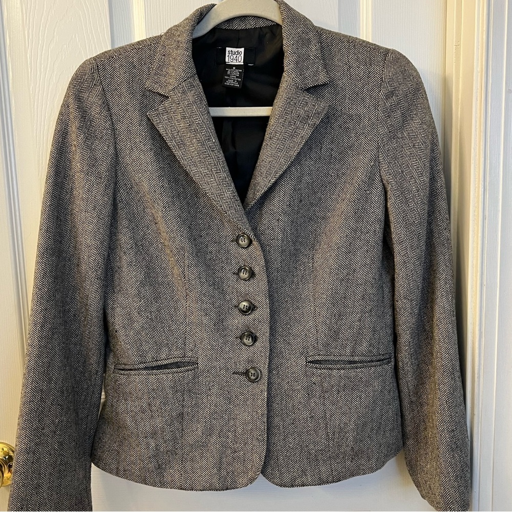 Studio 1940 Black & White Houndstooth Blazer Sz S